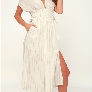 Striped white and tan dress, never work with tags